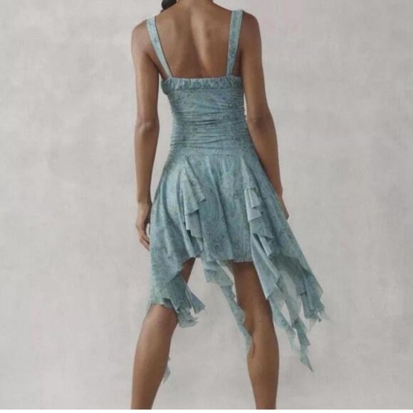Urban Outfitters Dresses & Skirts - Whimsigoth Forest Fairy Hankerchief Ilana Mesh Green Paisley Print Midi Dress UO